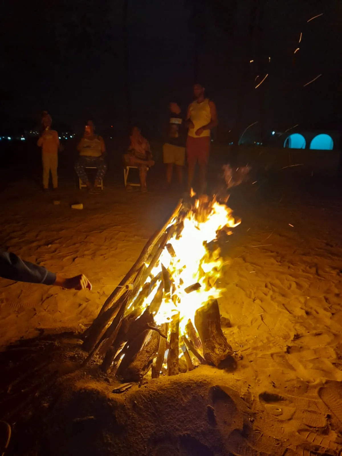 Fogata en la playa de noche